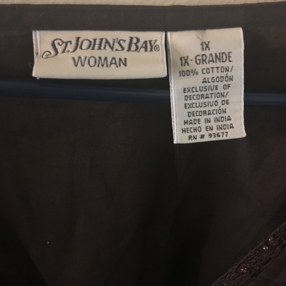 St. Johns Bay Chocolate Top 1X - Picture 2 of 3